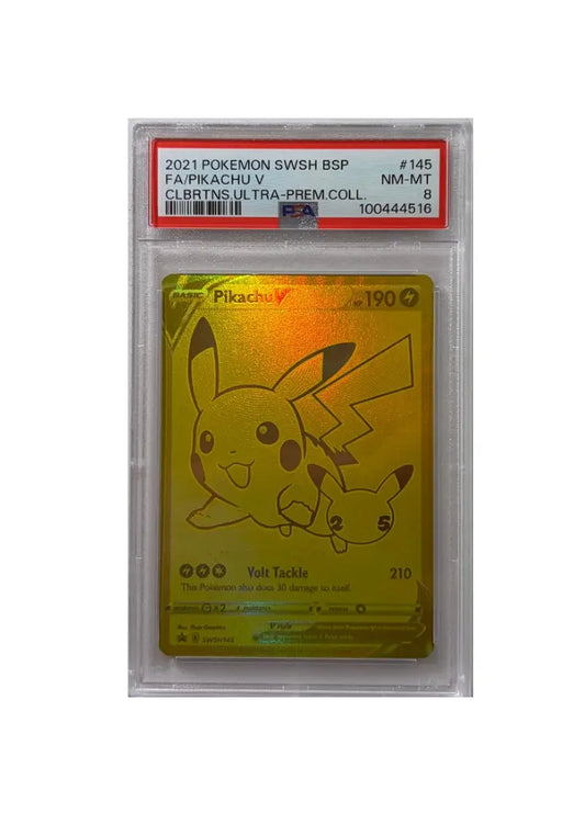 Pikachu V Gold PSA 8 #SWSH145 - Celebrations Premium Collection - ENG Poke Collect